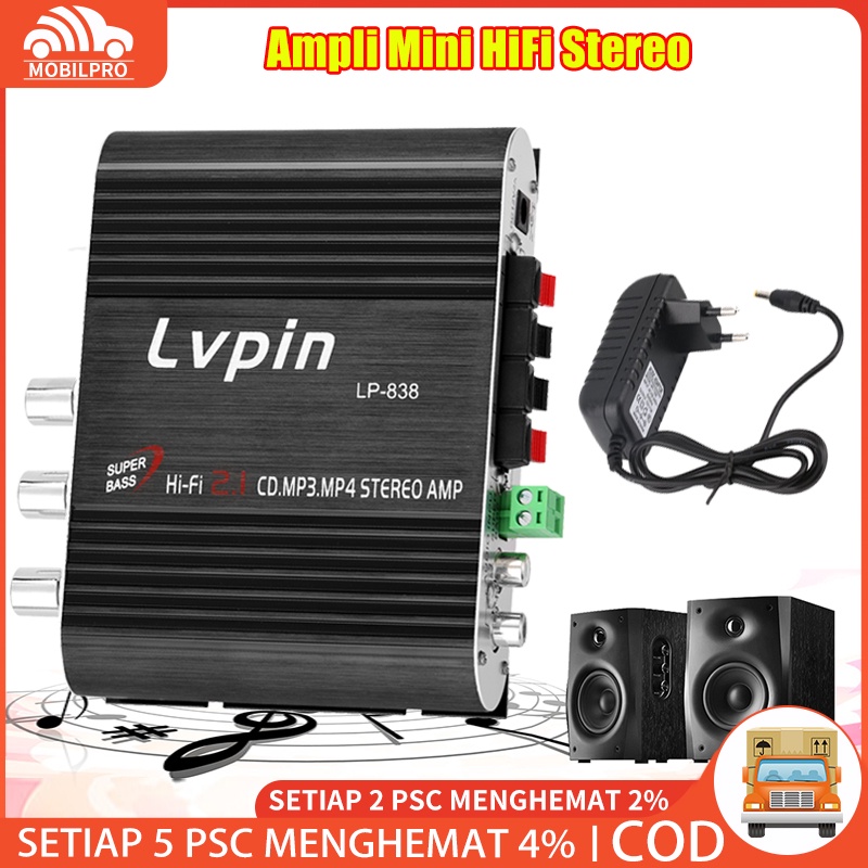 Lvpin Ampli Mini HiFi Stereo Power Amplifier Treble Bass Booster 12V Audio Amplifier 2.1 channel