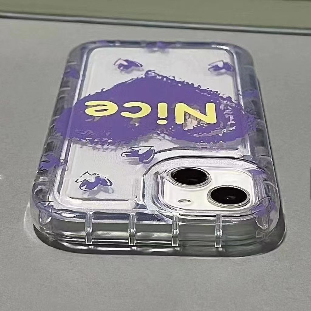 IPHONE Bagus Ungu Cinta Soft Phone Case Kompatibel Untuk Iphone14 13 12 11 Pro XS Max X XR Casing Transparan Shockproof7 8 6 6S Plus TPU Cover