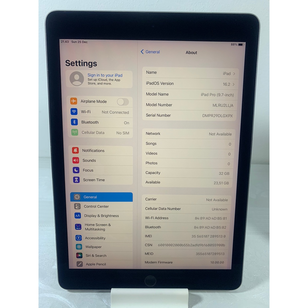 IPAD PRO 9.7” 2016 WIFI ONLY 32GB SPACE GRAY SILVER