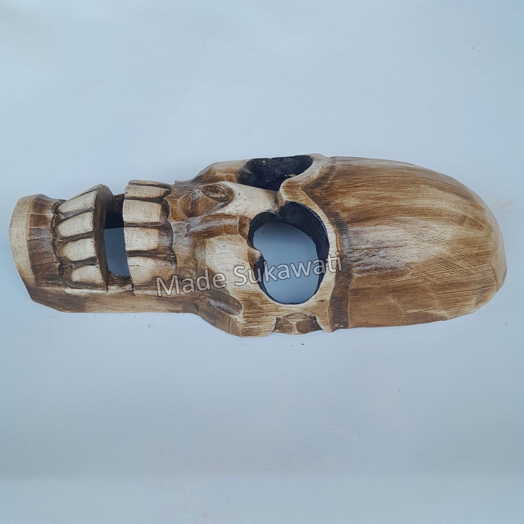 Hiasan dinding topeng Tengkorak Skull kerajinan ukiran kayu handmade