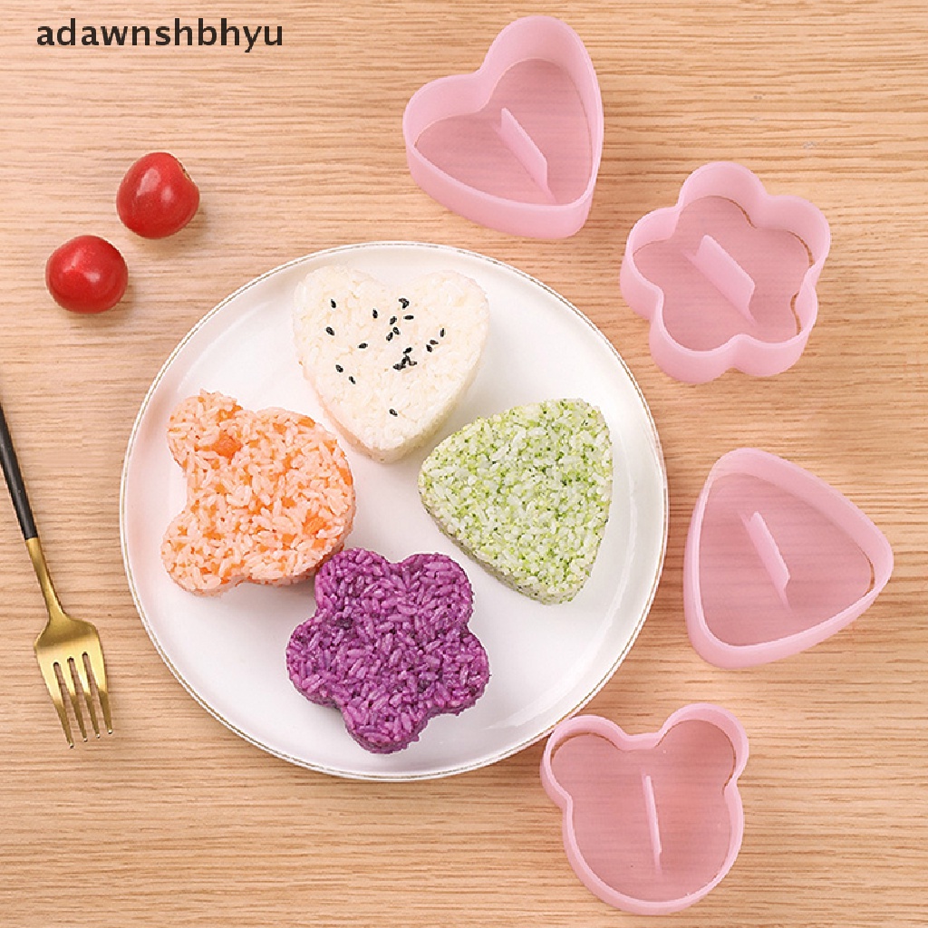 Adawnshbhyu Alat Bento Makanan Anak DIY Sushi Mold Triangle Love Plum Blossom Bear Rice Ball Mold Anti Lengket Kitchen Sushi Making Kit Seaweed Press Device Mold Bento Sushi Tools