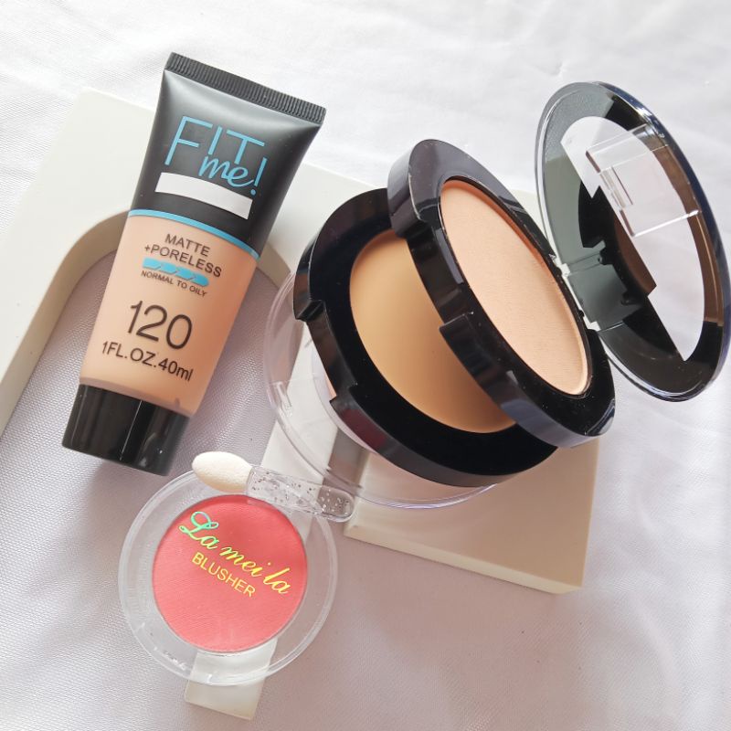 [PAKET BUNDLING] Paket Hemat 3in1 Bedak + Foundation + Free Blush-on