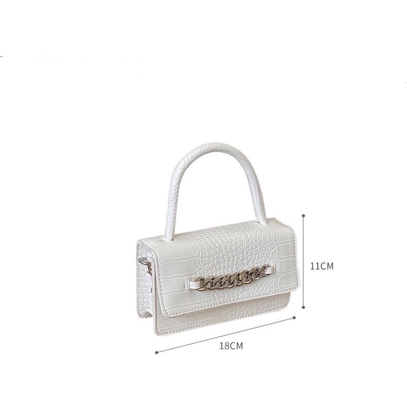 Tas Selempang Kulit Wanita Tas Cewek Rantai Kecil Mini Slingbag Croc JS 8043