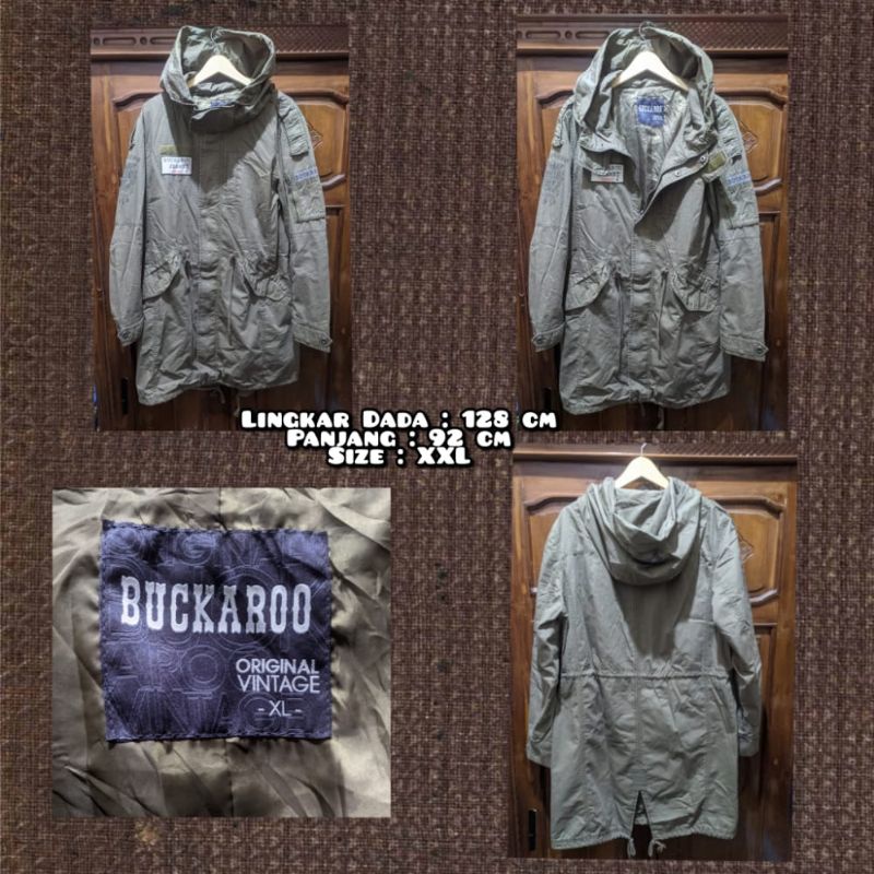 Jaket Parka Warna Hijau Army Merk Buckaroo Second Original.