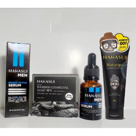 [ORI] 3in1 Paket Hanasui For Men Black Series - Paket Perawatan Wajah Pria