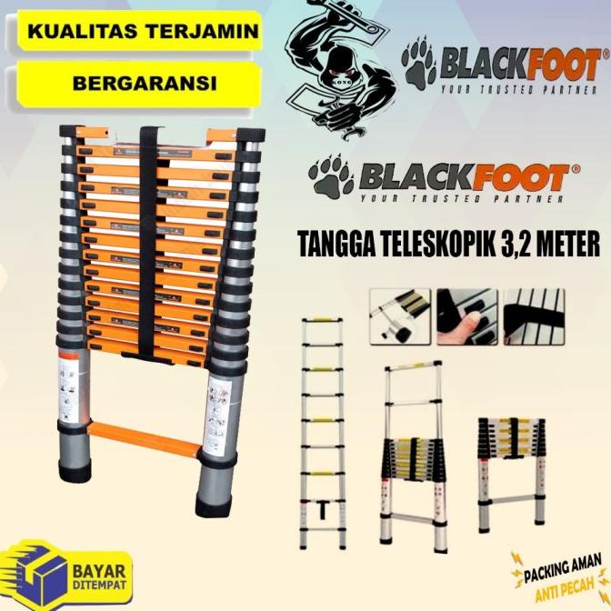 Tangga Lipat Tangga Alumunium Blackfoot 6M - Tangga Teleskopik Single