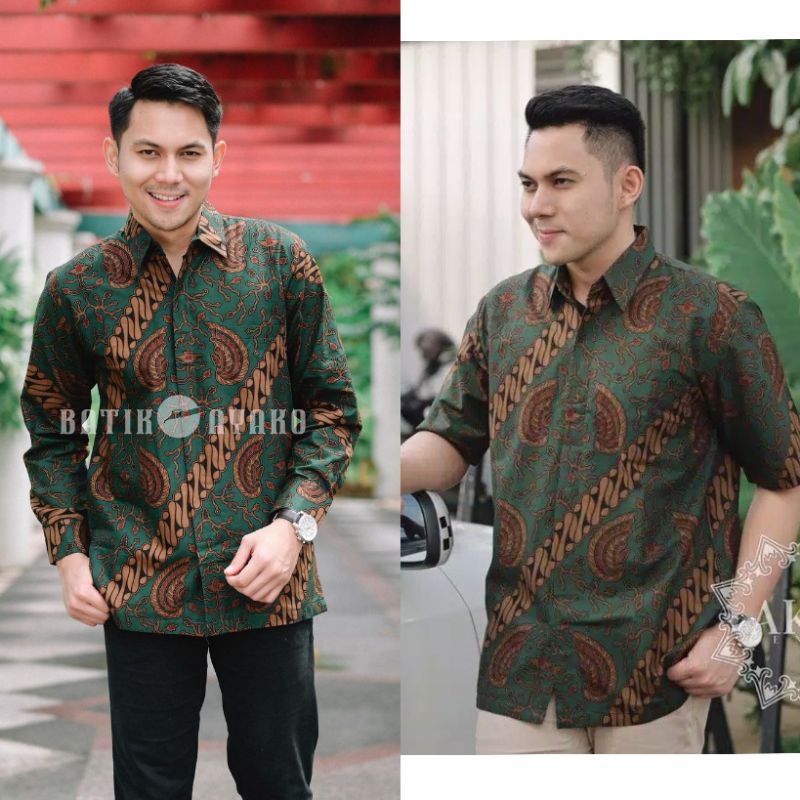 Baju Kemeja batik pria cowok cowo lengan panjang pendek pekalongan solo seragam keris premium G05