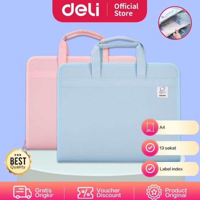 

HOT SALE Deli File Folder Document Bag Tas Dokumen File A4 13 sekat 72561
