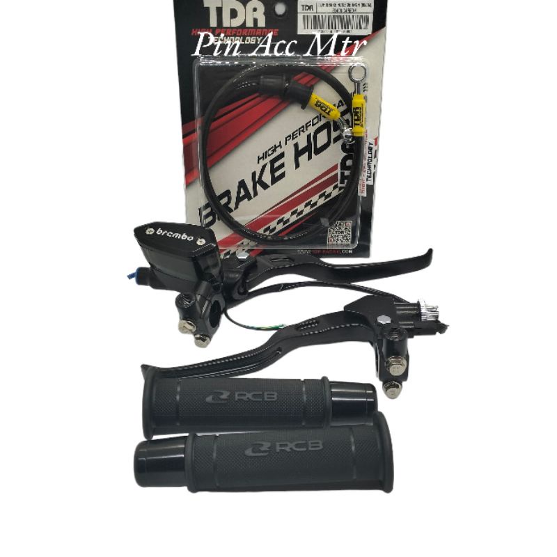 Paket Master Rem Bremb0 Set Master Rem Set+Grip Rcb Hitam+Jalu stang Hitam+Selang Rem TDR Hitam Carbon/Motor Mx King Vixion Old New Shogun Jupiter MX Old New RX King Old New Tiger Old New Revo Verza Ninja R RR R15 V2 Dill Honda Yamaha Suzuki
