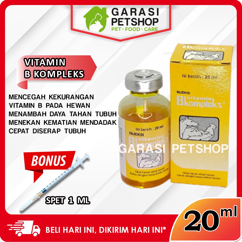 OBAT VITAMIN INJEKSI B KOMPLEKS 20 ML KUCING KELINCI ANJING SAPI AYAM INJEKVIT B-PLEX 20ML