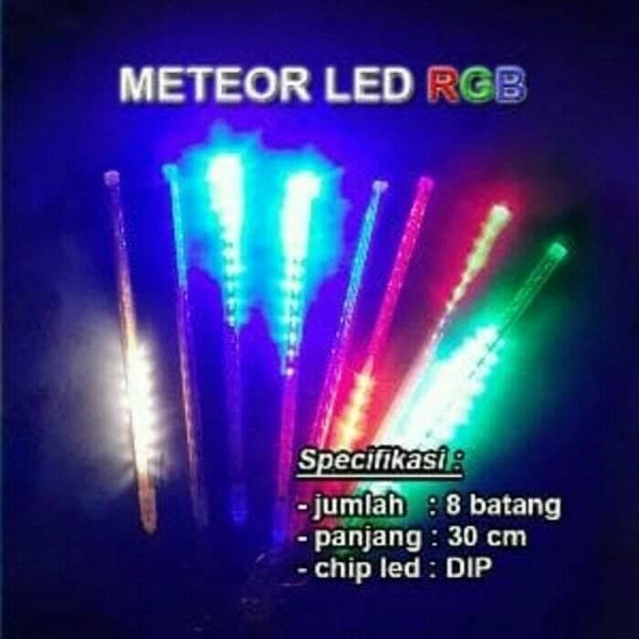 Lampu LED Hujan Meteor Dua Sisi RGB Warna Warni - Lampu Meteor LED - Kenji Shop