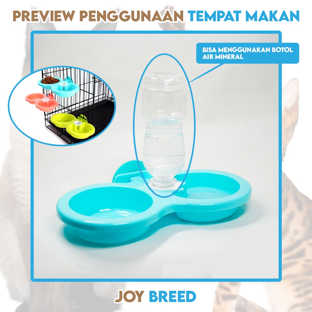 TEMPAT MAKAN KUCING GANTUNG MODEL DOUBLE DENGAN WATER DISPENSER MURAH | JOY BREED OFFICIAL