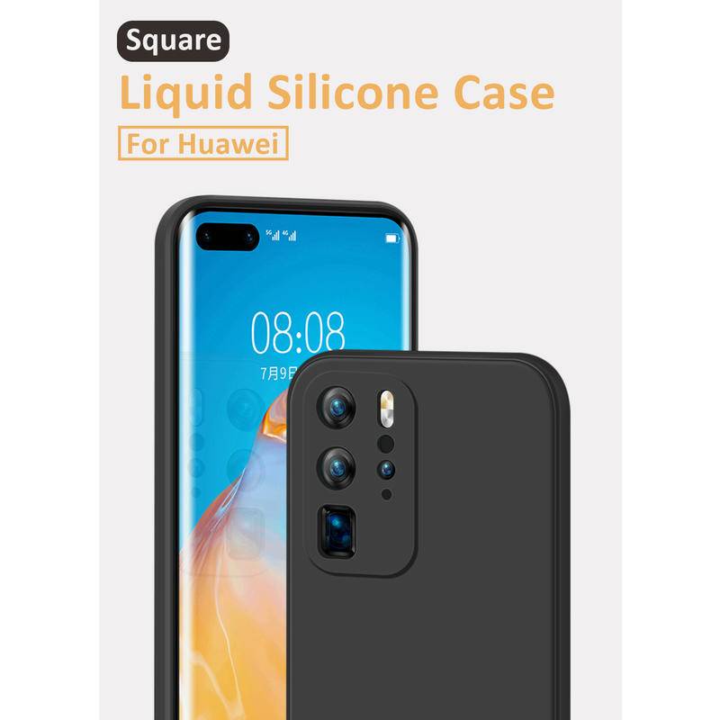 Untuk Huawei P50 P40 P30 P20 Pro Square Original Silikon Cair Lembut Casing Ponsel Shockproof Cover Untuk Huawei Mate40 30 20 Pro