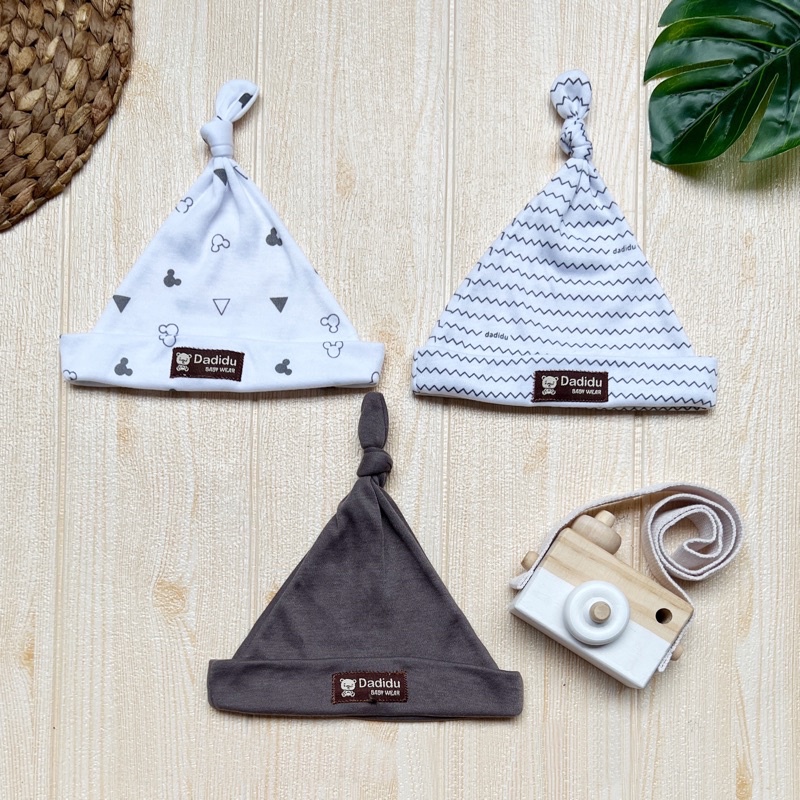 Serian Abu Grey DADIDU - 3 PCS TOPI KUPLUK Bayi Baru Lahir Newborn