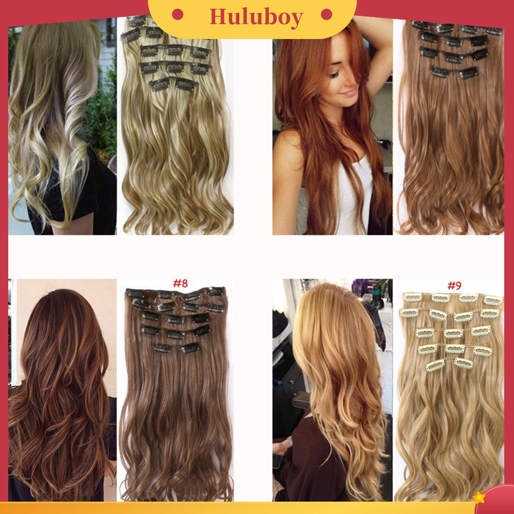 Wig Rambut Extension Model Panjang Keriting Lurus Dengan 16 Klip Untuk Wanita