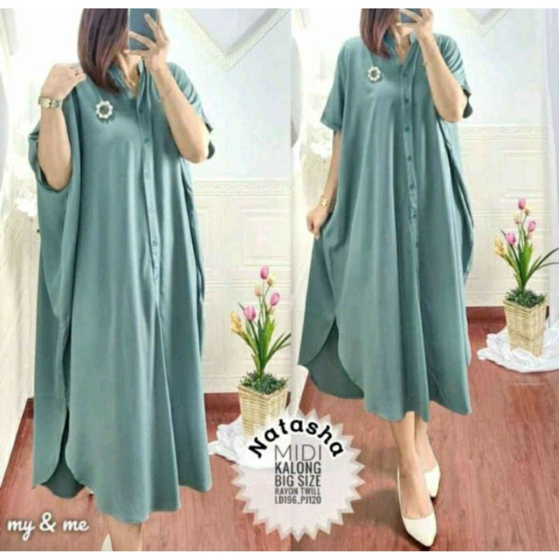 Dress Rayon Wanita Dewasa Polos Lengan Pendek Ruffle Kekinian