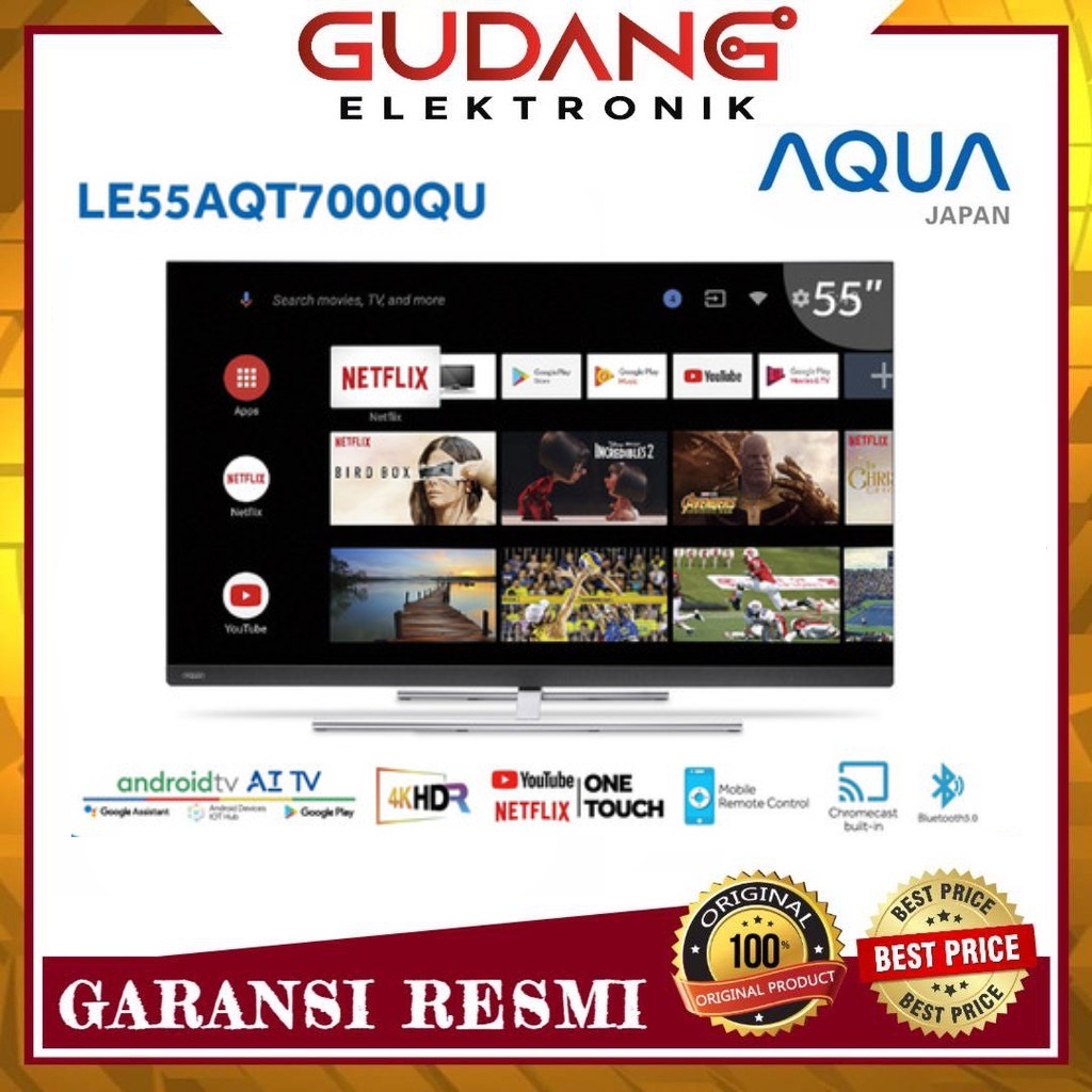 LED TV 55 Inch AQUA LE55AQT7000QU ANDROID TV 55 AQT 7000QU