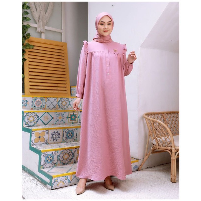 Gamis Muslimah , Gamis Polos katun Crincle , Original Diana Fashion , Gamis Murah.