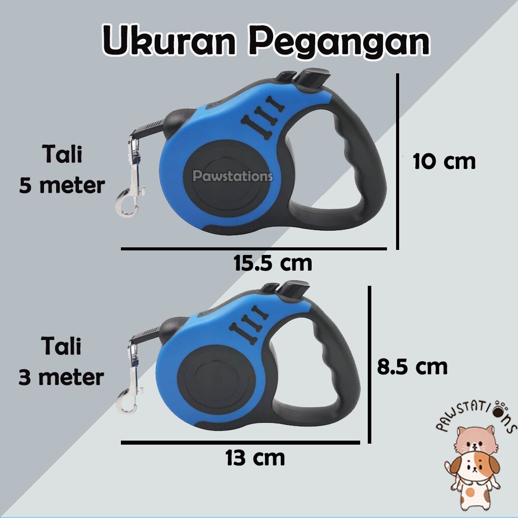 Tali Tuntun Anjing / Kucing | Retractable Dog Leash Tali Tuntun Otomatis &amp; Fleksibel