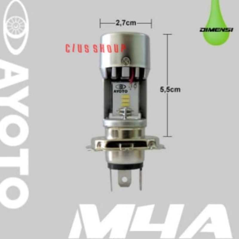 SEPASANG LAMPU LED H4 CSP AYOTO M4A 30W HI LOW CAHAYA PUTIH UNTUK LAMPU UTAMA MOBIL DAN TRUCK