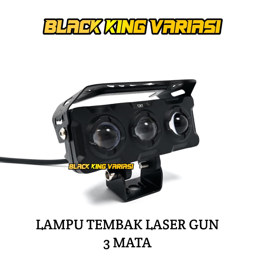 Lampu Tembak Laser Gun 3 Mata Lampu Tembak SQL 3 Mata Lampu Tembak LED Foglamp 2 Warna Lampu Laser Waterproof