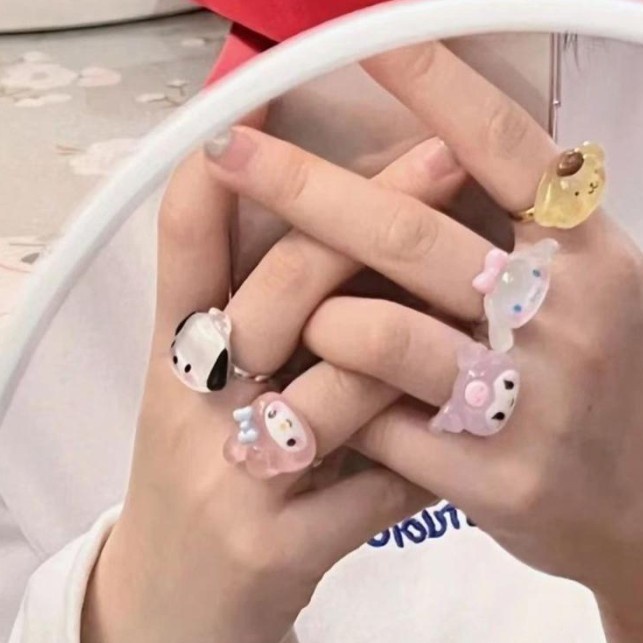 Cincin Anak Melody Timbul Lucu Karakter Cinnamoroll Resin Anjing Bear