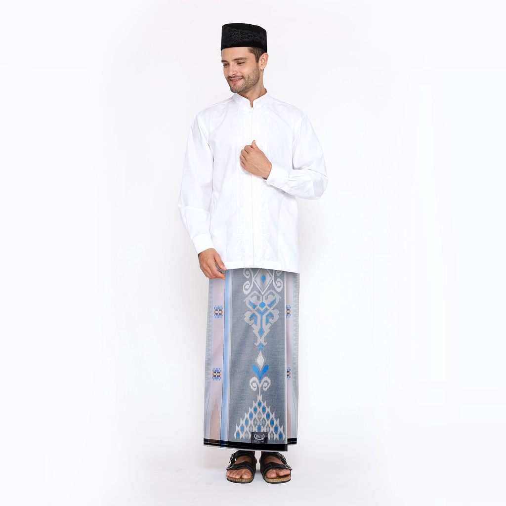 Sarung BHS Excellent Silver Motif SKA Putih Biru