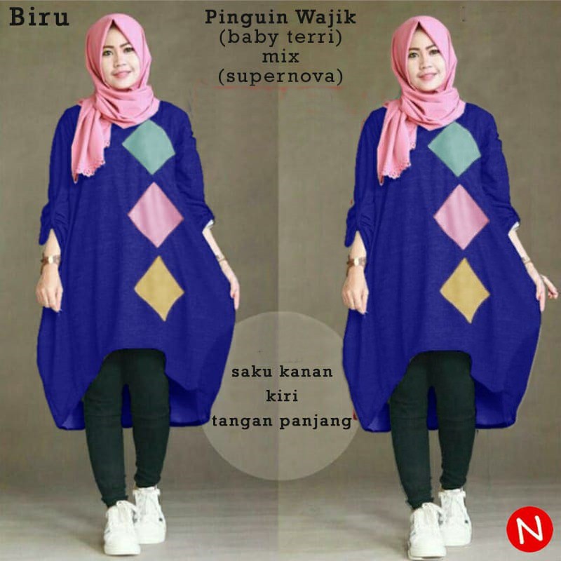 PIK - Tunik Jumbo Pinguin Wajik XL, XXL, 3XL/ Tunik Wanita Jumbo/ Baju Muslim