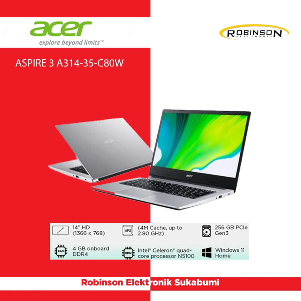 Laptop Acer ASPIRE 3 A314-35-C80W