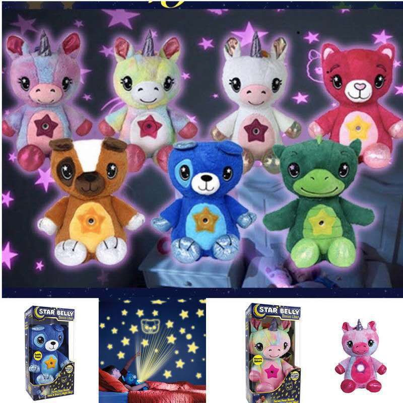 Star Belly Dream Lites Lampu Boneka Mewah Bintang Tidur Proyektor Mainan Hadiah Glowing