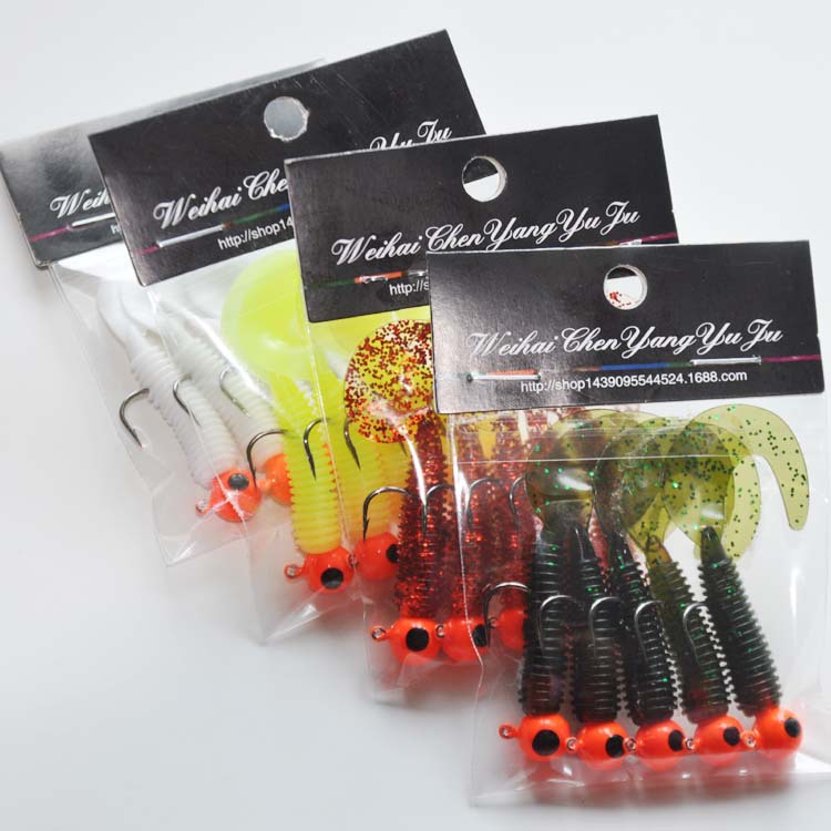 5 Pcs Umpan Pancing Umpan Bionic Lembut 5g Kait Timbal 6 cm Cacing Lembut Umpan Lembut Untuk Bass Memancing Renang Umpan