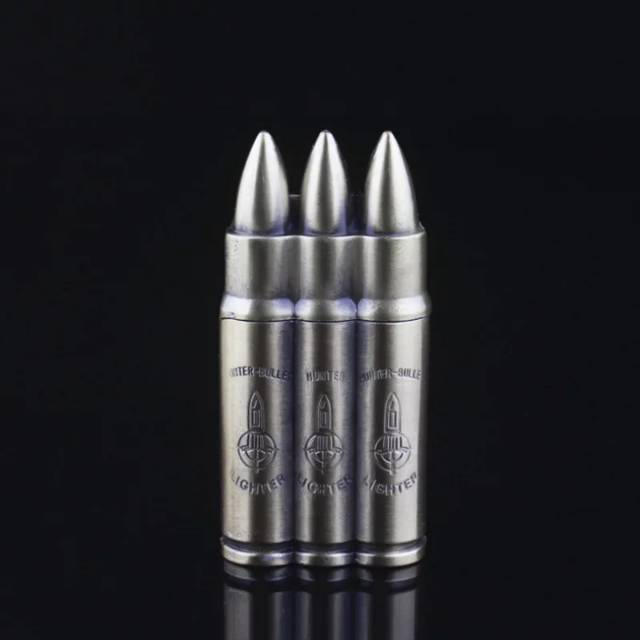 Korek Api Gas Unik Model Korek Peluru Dempet Tiga Korek Api Mancis Las Lighter Unik