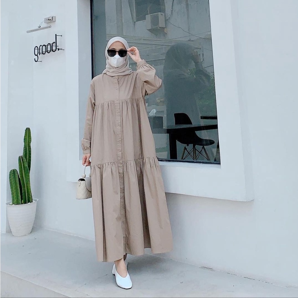 HD16: NEW ZIO[BISA COD]GAMIS LEBARAN 2023]  [GAMIS SUSUN FASHION TERLARIS | TERBARU KEKINIAN ]| [DRESS SUSUN KANCING FULL HIDUP] LATTE, CHERRY RED MATT SHAKILA HQ PREMIUM