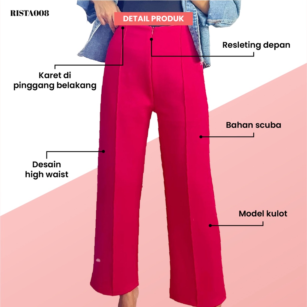 Scuba Kulot High Waist Bawahan Cullotes Outfit Remaja Kekinian Terlarsi Termurah