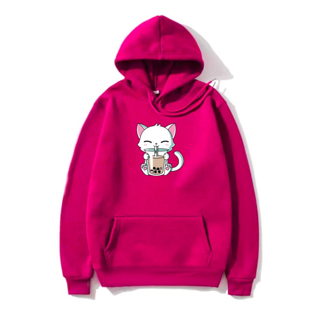 Sweater Hoodie Wanita BOBA CAT/ Bisa COD/ Kiky Terbaru!!!/ hoodie wanita