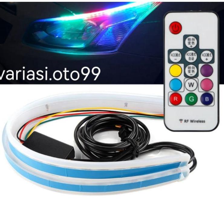 Garansi Sampai LAMPU ALIS LED DRL SLIM RGB REMOT SEN RUNING LAMPU ALIS MOBIL MOTOR 30CM 45CM 60CM 12VOLT  1SET LENGKAP