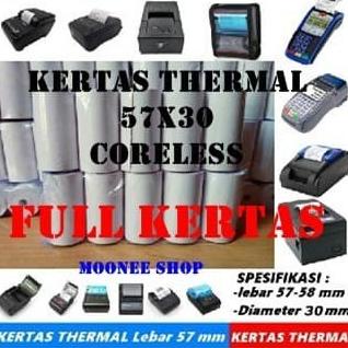 

KERTAS THERMAL 57X30 / STRUK 57X30 MM PRINTER BLUETOOTH POLOS SPOT EDC
