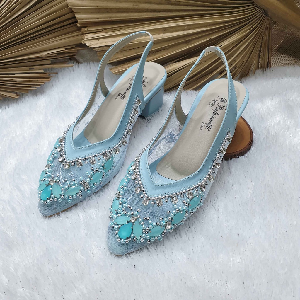 sepatu wedding pesta cantik Gita babyblue hak 5cm tahu