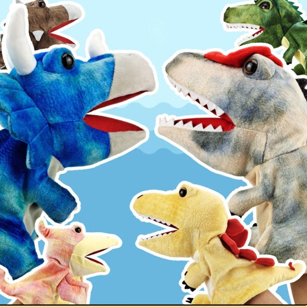 Lanfy Boneka Tangan Dinosaurus Mewah Manusia Hidup Triceratop Lembut Anak Hadiah Boneka Mainan Pendamping Pendidikan Mainan Kartun Hewan Boneka Mewah Plush Dino Tangan Wayang