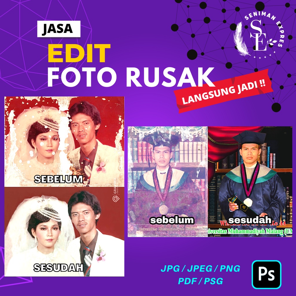 restorasi foto jadul rusak /remake ulang foto &amp; edit segala macam foto/cetak foto/foto blur jadi jernih/foto kenangan orang tua/foto jadul/remake foto/perbaiki foto rusak/foto bertekstur/profesional editing