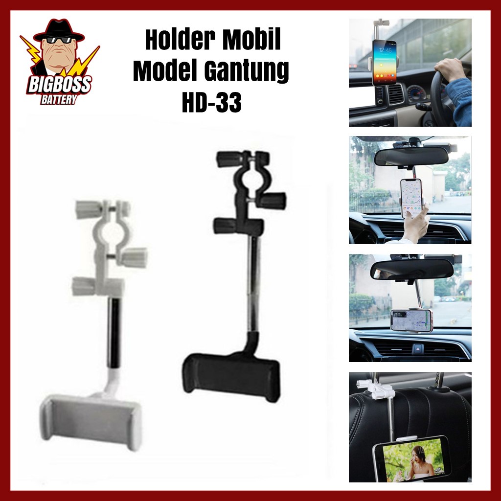 Holder Hp Gantung Mobil Jepit Spion Tengah Jok Mobil Putar 360 Derajat Car Phone Bracket