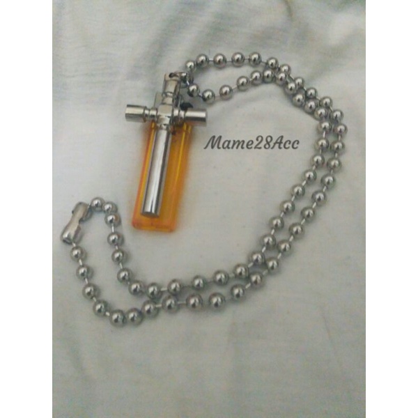 Kalung Besi putih Liontin salib Big size anti karat