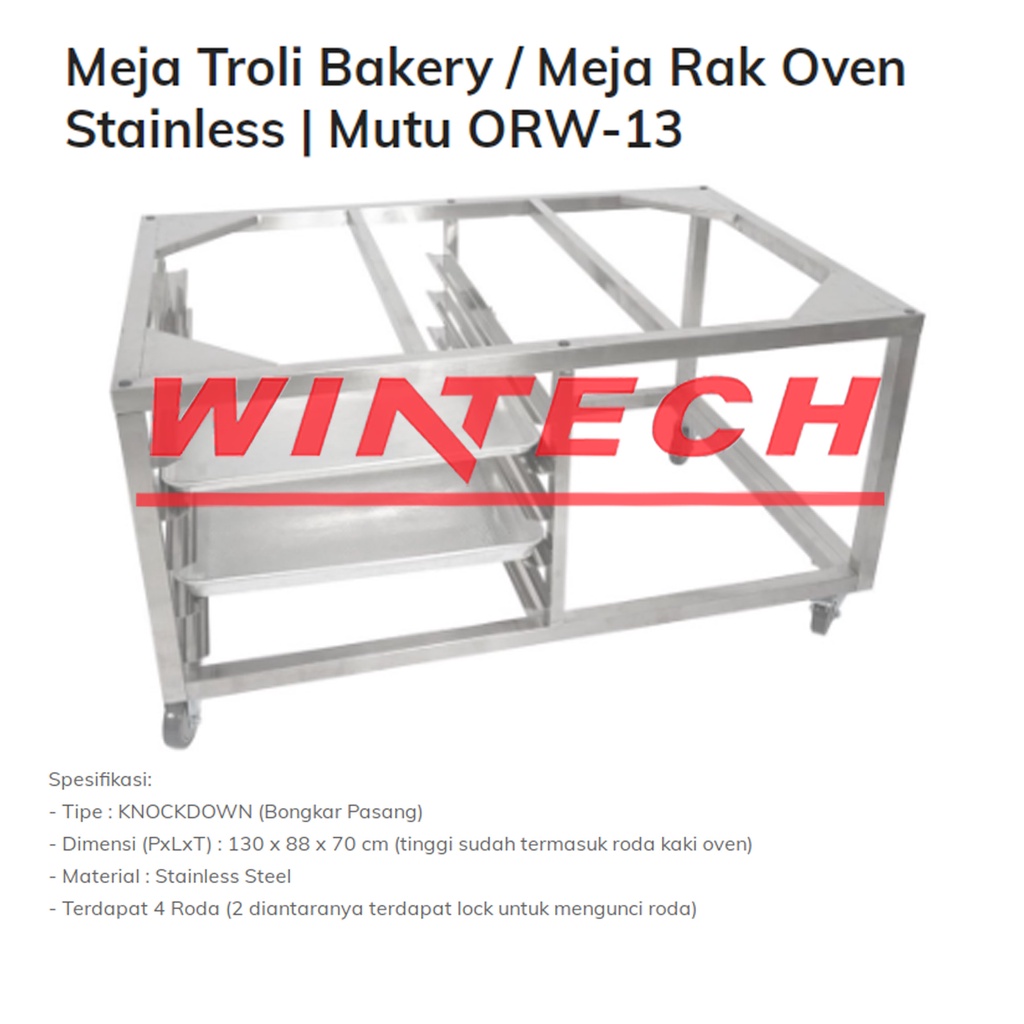 ORW-13 Meja Troli Bakery - Meja Rak Oven - Meja Oven Knockdown Mutu
