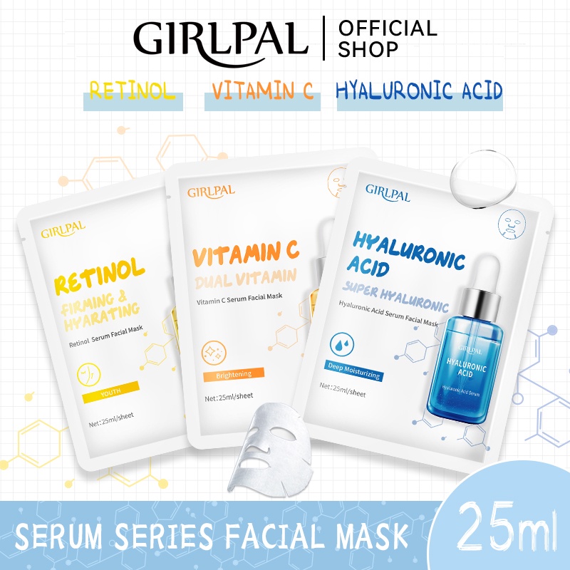 GIRLPAL Serum Facial Mask Sheet Mask Moisturizing Masker Face Sheet Mask Deep Wajah Facial Skincare