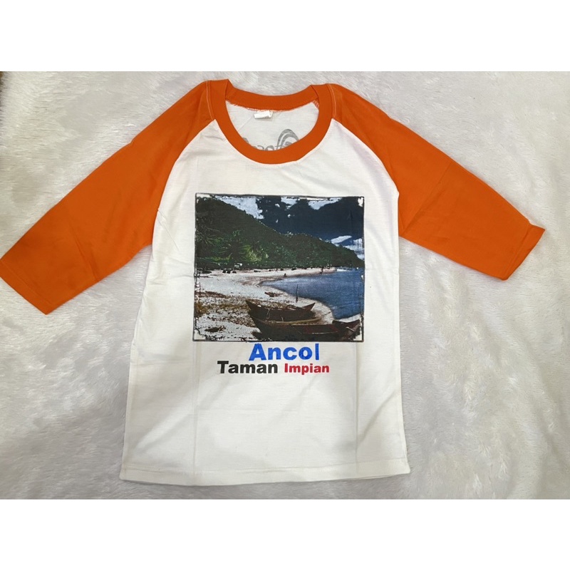 Atasan kaos tangan panjang anak tanggung ABG ancoll pantai perahu| RAGLAN kaos oleh-oleh jakarta