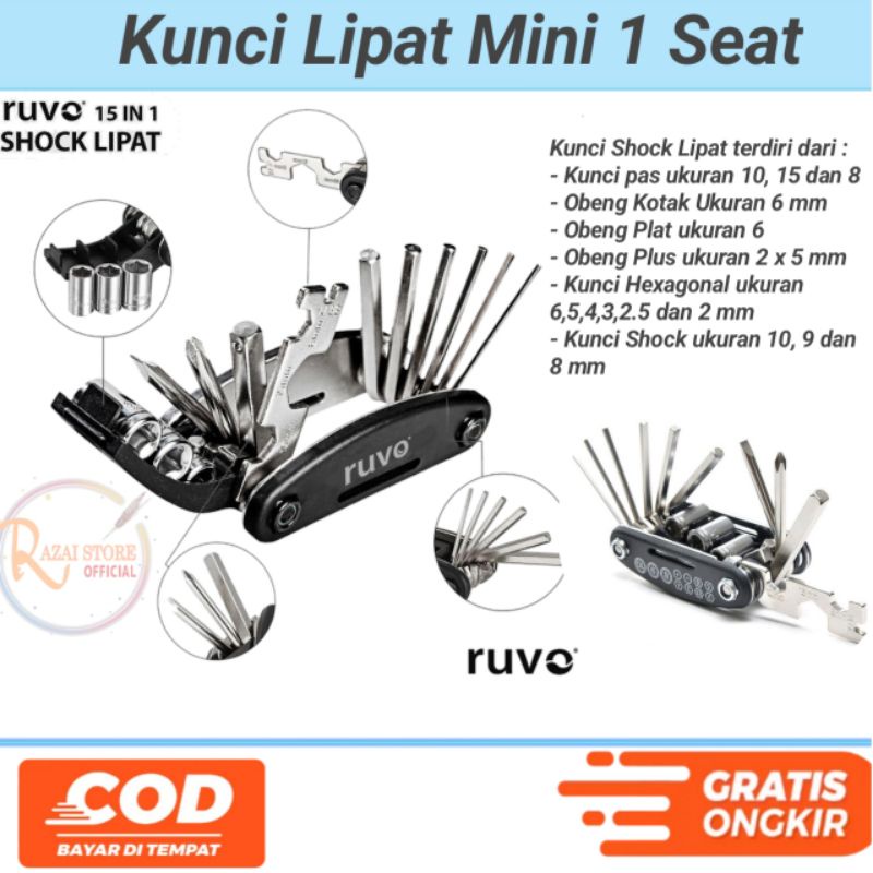 Kunci Shock Lipat Mini 16 Tools Kunci Serbaguna