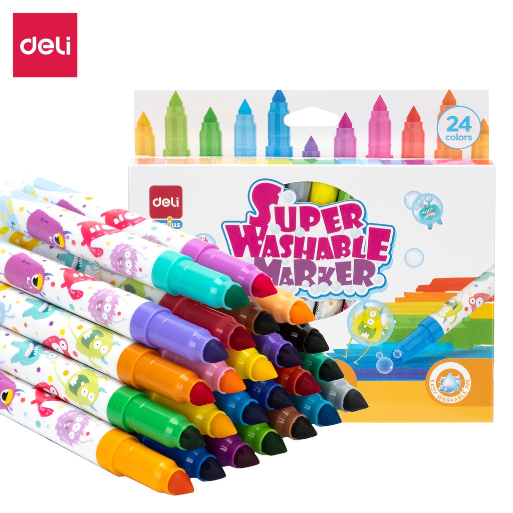 

Spidol Deli 24 Warna Super Washable Marker - EC155-24