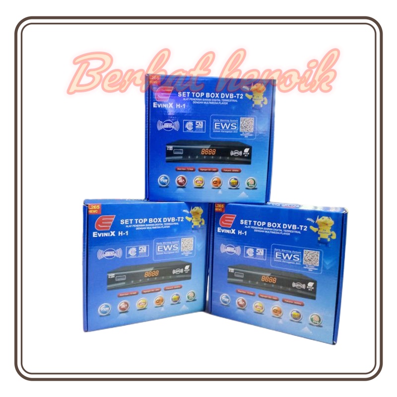 Berkat heroik  Set top box evinix H1 New Edition Adaptor DVB T2 Siap Digital-Kontak Biru