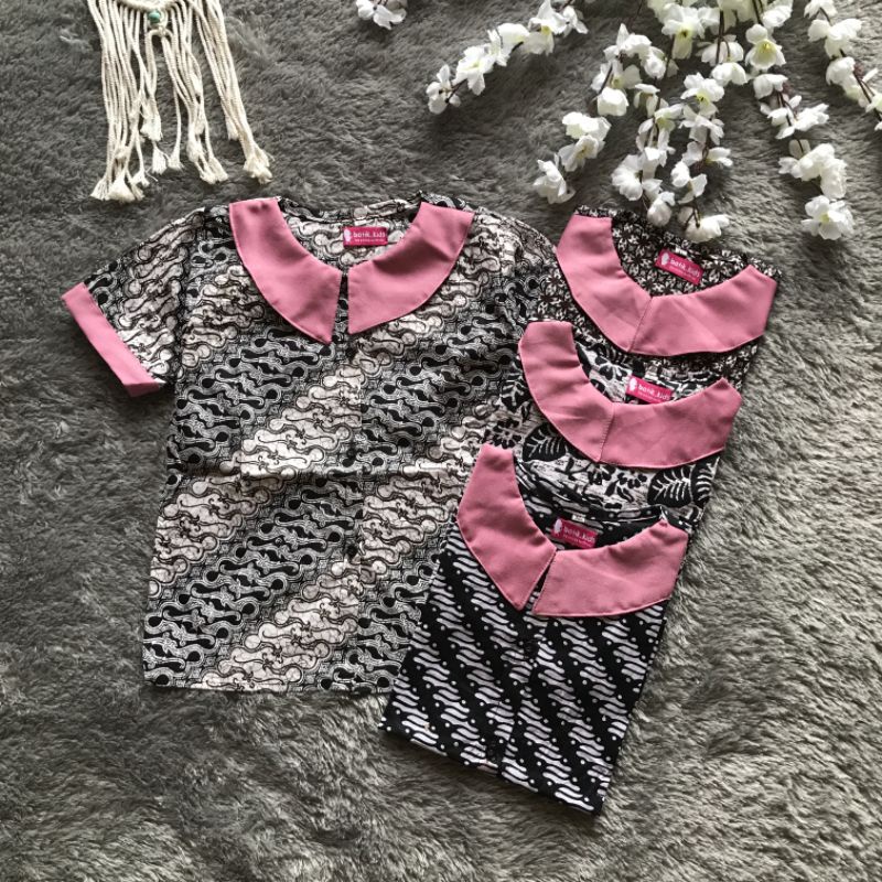 Blus Batik Anak Blackpink Hitam Putih Pink Blus Batik Anak Perempuan Bahan Katun Halus Nyaman