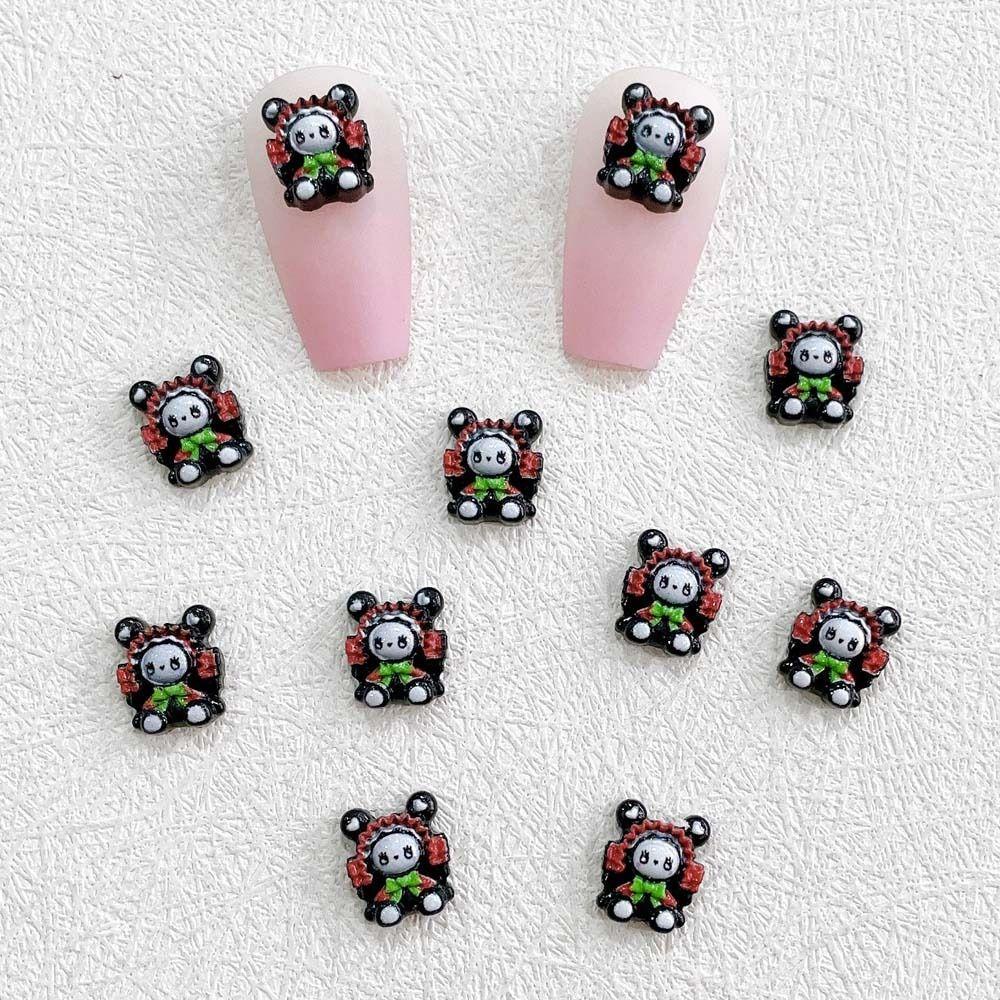 AUGUSTINA Agustinina Kartun Dekorasi Kuku Wanita 10Pcs /set Kartun Boneka Fashion Manicure Aksesoris Hiasan Kuku 3D Perhiasan Kuku